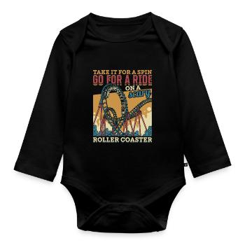 Vintage Looping Roller Coaster Ride Cadeau - Body Bébé bio manches longues - noir - Devant