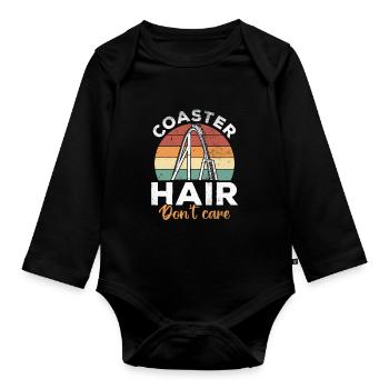 Coaster Hair Don't Care Roller Coasters Vintage - Organic Longsleeve Baby Bodysuit - black - Front