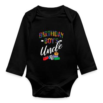 Oncle du garçon d’anniversaire Bauklötze - Body Bébé bio manches longues - noir - Devant