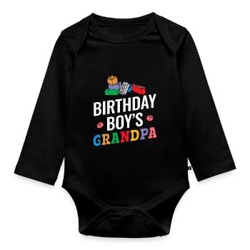 Blocs de construction de grand-père garçon d’anniversaire - Body Bébé bio manches longues - noir - Devant