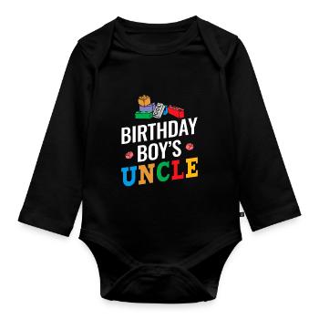 Oncle du garçon d’anniversaire Bauklötze - Body Bébé bio manches longues - noir - Devant