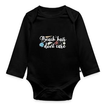Collecting shells - Organic Longsleeve Baby Bodysuit - black - Front