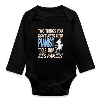 Two Things You Don't Mess With Pianist Cool Retro - Baby Bio-Langarm-Body - Schwarz - Vorne