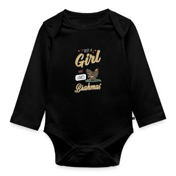 Brahma Chicken I Chicken Poultry Motif for - Organic Longsleeve Baby Bodysuit - black - Front