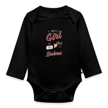 Brahma Chicken I Chicken Poultry Motif for - Organic Longsleeve Baby Bodysuit - black - Front