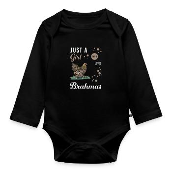 Brahma Chicken I Chicken Poultry Motif for - Organic Longsleeve Baby Bodysuit - black - Front
