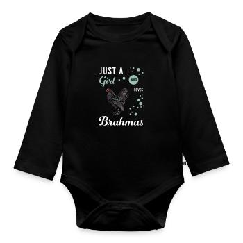 Brahma Chicken I Chicken Poultry Motif for - Organic Longsleeve Baby Bodysuit - black - Front