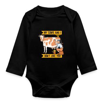 Meine Kühe Und Ich Mögen Dich Nicht Milchkuh Kuh - Baby Bio-Langarm-Body - Schwarz - Vorne