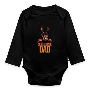 Doberman Papa Doberman Doberman Chiens - Body Bébé bio manches longues - noir - Devant