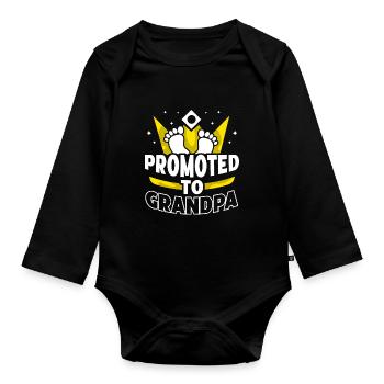Sweet promotes grandparents to grandfather for the first time - Organic Longsleeve Baby Bodysuit - black - Front