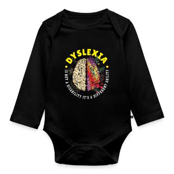 Dyslexia Is A Different Ability Dyslexia Awareness - Baby Bio-Langarm-Body - Schwarz - Vorne