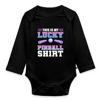 This Is My Lucky Pinball Shirt Flipper Arcade - Organic Longsleeve Baby Bodysuit - black - Front