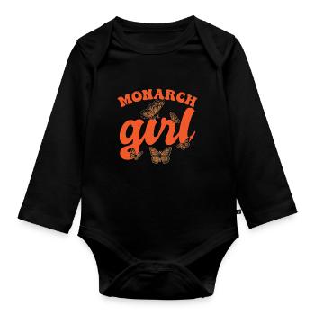 Monarch Girl - Organic Longsleeve Baby Bodysuit - black - Front