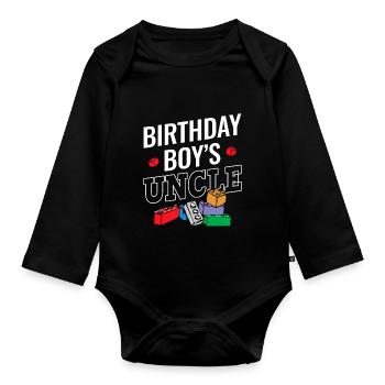 Oncle du garçon d’anniversaire Bauklötze - Body Bébé bio manches longues - noir - Devant