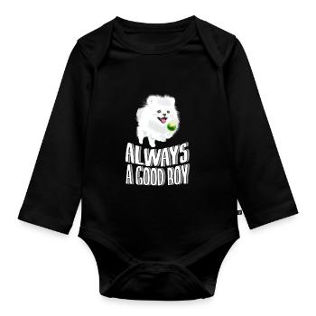 Pomeran immer ein guter Junge - Baby Bio-Langarm-Body - Schwarz - Vorne