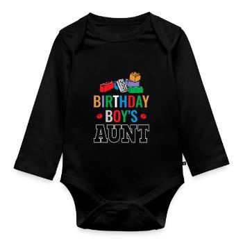 Blocs de construction de la tante du garçon d’anniversaire - Body Bébé bio manches longues - noir - Devant