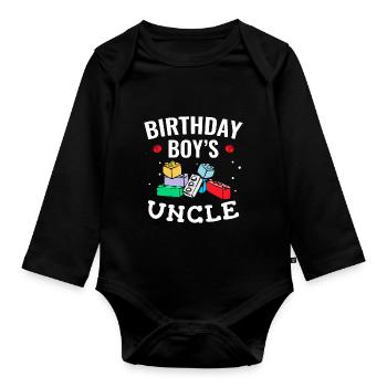 Oncle du garçon d’anniversaire Bauklötze - Body Bébé bio manches longues - noir - Devant
