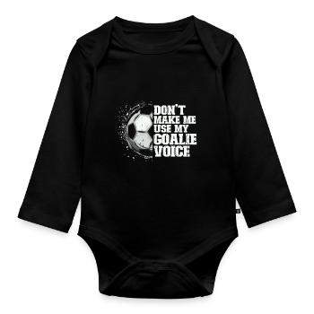 Football goalkeeper of the football goalkeeper - Organic Longsleeve Baby Bodysuit - black - Front