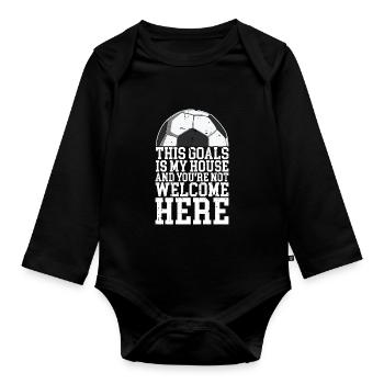 Football goalkeeper of the football goalkeeper - Organic Longsleeve Baby Bodysuit - black - Front