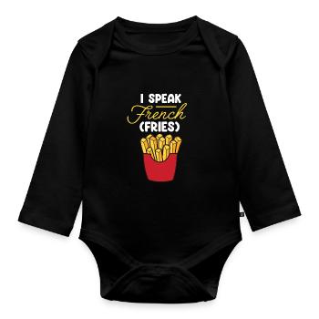 Français Frites Drôle d’amateur de restauration rapide Français frites - Body Bébé bio manches longues - noir - Devant