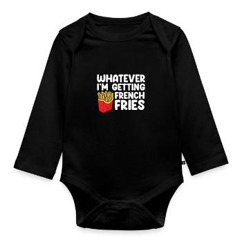 Français Frites Drôle d’amateur de restauration rapide Français frites - Body Bébé bio manches longues - noir - Devant