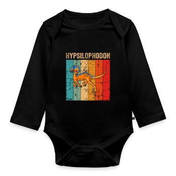 Hypsilophodon Dinosaurier Kinder Dino Geschenk - Baby Bio-Langarm-Body - Schwarz - Vorne