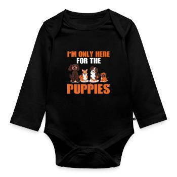 Citation drôle d’amoureux du chiot - Body Bébé bio manches longues - noir - Devant