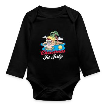 Weihnachten Im Juli Christmas In July Santa Humor - Organic Longsleeve Baby Bodysuit - black - Front