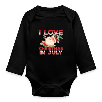 I love Christmas in July Christmas in July - Organic Longsleeve Baby Bodysuit - black - Front