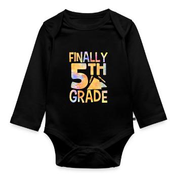 Enfin 5 classes École cinquième année cinquième année - Body Bébé bio manches longues - noir - Devant
