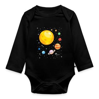 Solar System For Astronomy Student - Baby Bio-Langarm-Body - Schwarz - Vorne