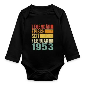 Legendär seit Februar 1953 - Baby Bio-Langarm-Body - Schwarz - Vorne