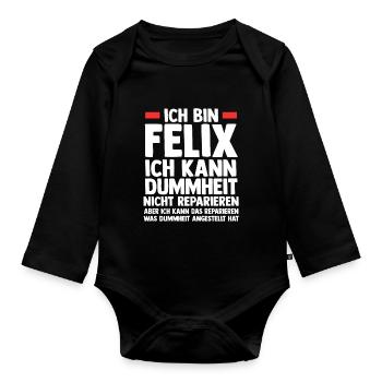 Felix - Baby Bio-Langarm-Body - Schwarz - Vorne