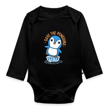 Rettet Die Pinguine Süß Pinguin Tier Liebhaber - Baby Bio-Langarm-Body - Schwarz - Vorne