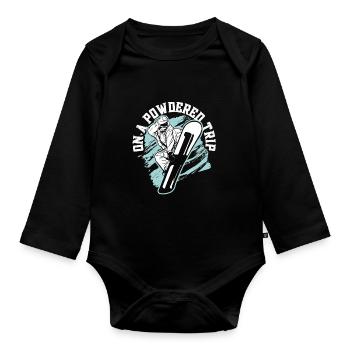 En voyage en poudre - Body Bébé bio manches longues - noir - Devant