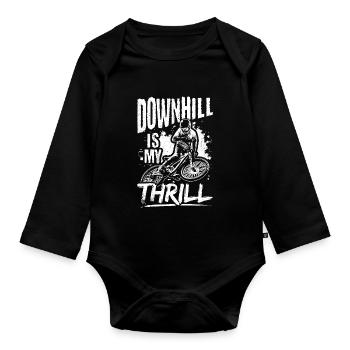 DOWNHILL IS MY THRILL - Outdoor Bikelovers Mountai - Baby Bio-Langarm-Body - Schwarz - Vorne