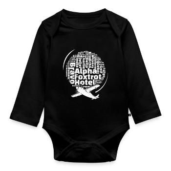 Phonetic Alphabet - Namen Alphabet Zeichen Phoneti - Baby Bio-Langarm-Body - Schwarz - Vorne