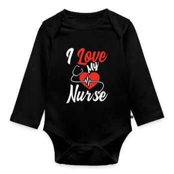 I liebe meine Krankenschwester - Baby Bio-Langarm-Body - Schwarz - Vorne