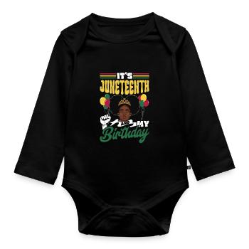 C’est Juneteenth et mon anniversaire noir 1865 - Body Bébé bio manches longues - noir - Devant