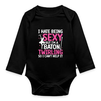 Tambourstab swirling - Organic Longsleeve Baby Bodysuit - black - Front