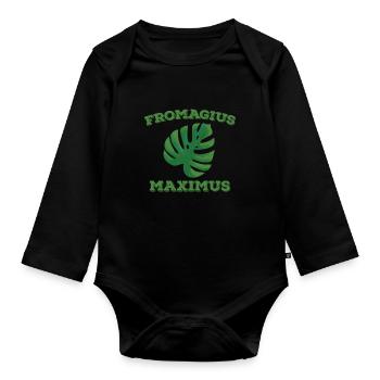 Monstera plant Fromagius Maximus - Organic Longsleeve Baby Bodysuit - black - Front