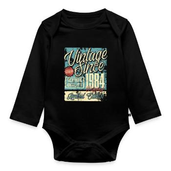1984 Birthday vintage Retro Legend - Organic Longsleeve Baby Bodysuit - black - Front