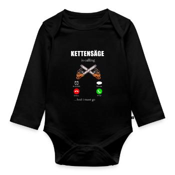 Holz Geschenke Chainsaw Kettensäge Waldarbeiter - Baby Bio-Langarm-Body - Schwarz - Vorne