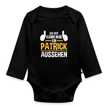 Patrick - Baby Bio-Langarm-Body - Schwarz - Vorne