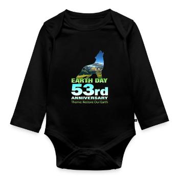 Restore Our Earth - Earth Day 2023 - Organic Longsleeve Baby Bodysuit - black - Front