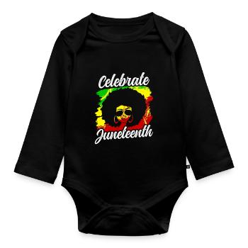 Célèbre le Juneteenth Black 1865 afro-américain - Body Bébé bio manches longues - noir - Devant