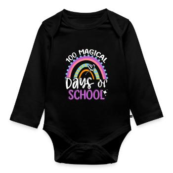 100 Magical Days Of School Enrollment Beginners - Organic Longsleeve Baby Bodysuit - black - Front