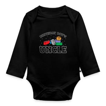Oncle du garçon d’anniversaire Bauklötze - Body Bébé bio manches longues - noir - Devant