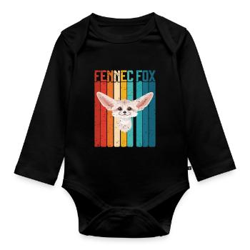Fennec Fox - Organic Longsleeve Baby Bodysuit - black - Front