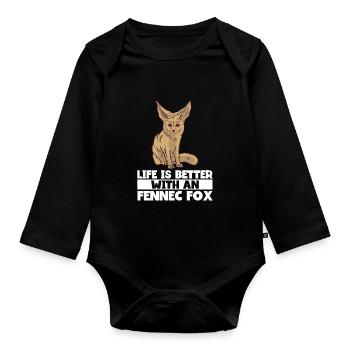 Fennec Fox - Baby Bio-Langarm-Body - Schwarz - Vorne